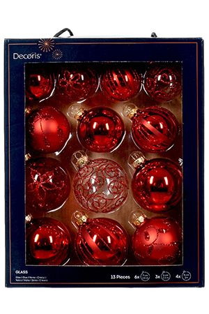 Набор стеклянных шаров МОЛЬТО ГРАЦИОЗО, красный, 7 см (упаковка 13 шт.), Winter Deco