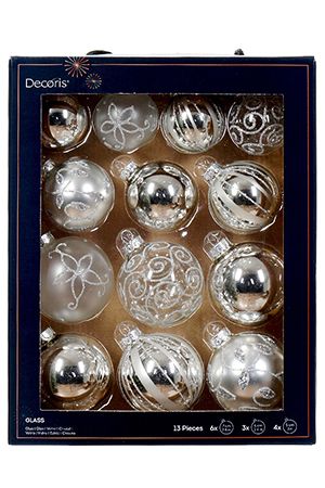 Набор стеклянных шаров МОЛЬТО ГРАЦИОЗО, серебряный, 7 см (упаковка 13 шт.), Winter Deco