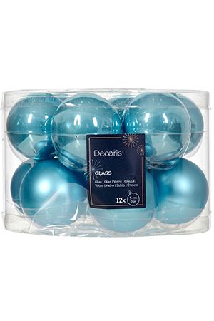 Набор стеклянных шаров эмалевых и матовых, цвет: голубая карамель, 60 мм, упаковка 10 шт., Winter Deco