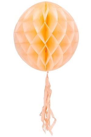 Подвесное декоративное украшение ШАР ДЕМЬЕЛЬ, бумага, персиковый, 30 см, Koopman International