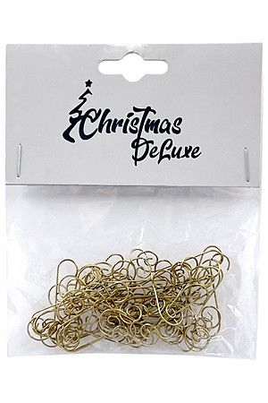 Крючки РИЦО для ёлочных игрушек и украшений, металл, золотые, 50 шт., Christmas Deluxe