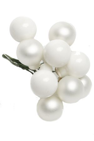 ГРОЗДЬ стеклянных глянцевых и матовых шариков на проволоке, 10 шаров по 20 мм, цвет: белый, Christmas Deluxe