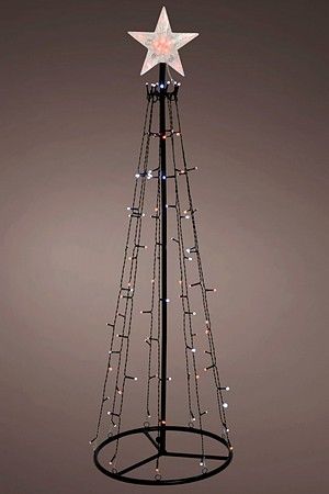 Светодиодное украшение ЁЛКА - DANCING LIGHTS, 100 тёплых белых/разноцветных LED-огней, 120 см, таймер, ПДУ, уличная, Kaemingk