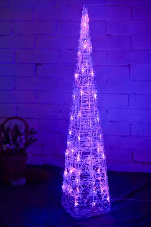 Светящаяся фигура ЁЛКА 'ОЖИВШАЯ РАДУГА', акриловые нити, 30 RGB LED-огней, меняющих цвета, 60 см, уличная, Kaemingk
