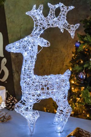 Светящаяся фигура ОЛЕНЬ ЭСТРЕЛЬ, акриловые нити, 120 холодных белых LED-огней, 78 см, уличный, Winter Deco