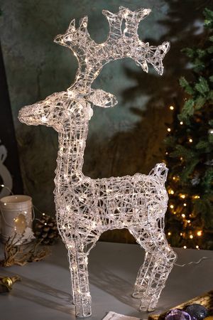 Светящаяся фигура ОЛЕНЬ АДРИАН, акриловые нити, 120 тёплых белых LED-огней, 78 см, уличный, Winter Deco