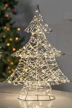 Декоративная светящаяся ёлка ТУАЛЬ, металл, 500 тёплых белых микро LED-огней, 40 см, уличная, Winter Deco