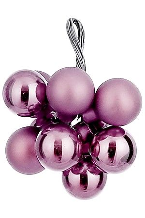 ГРОЗДЬ стеклянных матовых и глянцевых шариков на проволоке, 10 шаров по 20 мм, цвет: нежно-аметистовый, Christmas Deluxe