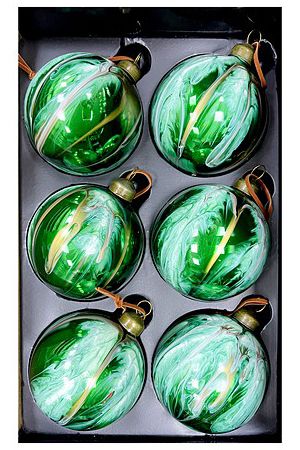 Набор стеклянных ёлочных шаров ИГРА ОТТЕНКОВ, зелёный, 8 см (упаковка 6 шт.), Christmas Deluxe