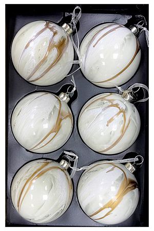 Набор стеклянных ёлочных шаров ИГРА ОТТЕНКОВ, белый, 8 см (упаковка 6 шт.), Christmas Deluxe