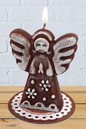 Ароматическая новогодняя свеча АНГЕЛОК, коллекция 'Шоколадные пряники', 11 см, Омский Свечной
