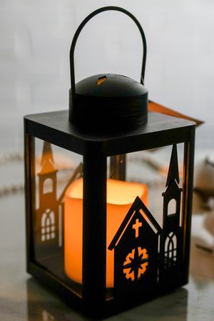 Декоративный фонарь с встроенной LED-свечой ЛАКСНЕСС, чёрный, 16х10 см, пластик, батарейки, Koopman International