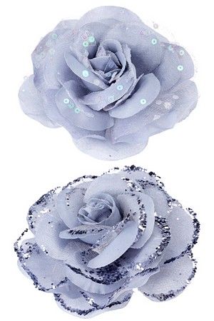 Искусственные розы ЛЮЧИАНИ на клипсе, полиэстер, голубые, 9 см, набор - 2 шт., Koopman International