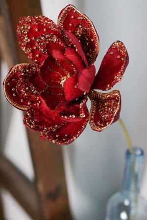 Искусственный цветок на стебле КУВШИНКА БУРГОНЬ, полиэстер, бордовая, 56 см, Christmas Deluxe