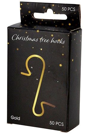 Крючки для ёлочных украшений, металл, золотые, 3.5 см, 50 шт., Koopman International