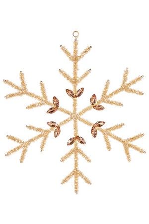 Снежинка ЛОРЕТТ, стеклянный бисер, золотая, 21 см, Koopman International