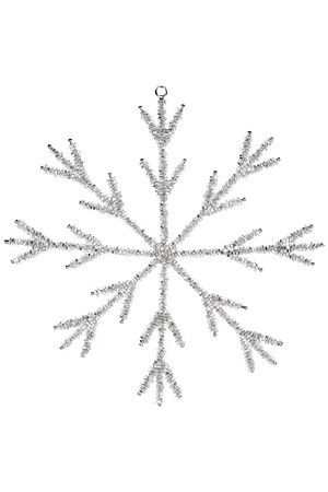 Снежинка ЛОРЕТТ, стеклянный бисер, серебряная, 21 см, Koopman International