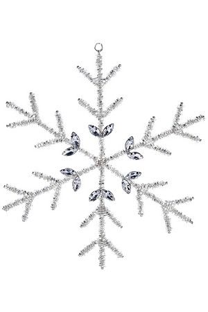 Снежинка НИНЕЛЬ, стеклянный бисер, серебряная, 21 см, Koopman International