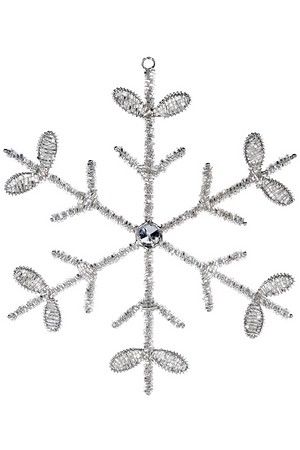 Снежинка СЕЛЕСТИНА, стеклянный бисер, серебряная, 21 см, Koopman International