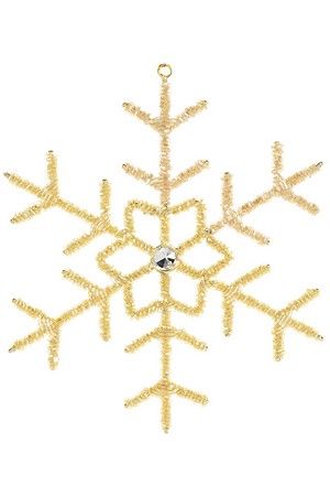 Снежинка ШАНТАЛЬ, стеклянный бисер, золотая, 21 см, Koopman International