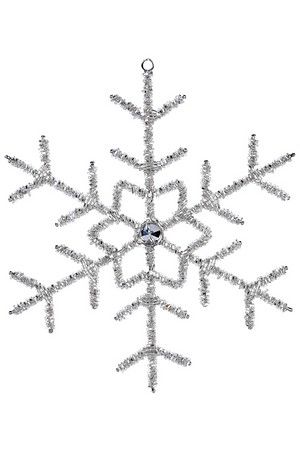Снежинка ШАНТАЛЬ, стеклянный бисер, серебряная, 21 см, Koopman International