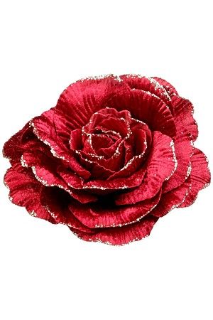 Искусственная роза 'ЛАВЛИ РЭД' на клипсе, полиэстер, 15 см, Goodwill