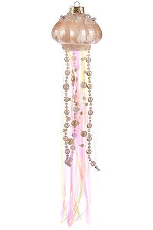 Ёлочное украшение МОРСКОЕ ЦАРСТВО: ТАНЦУЮЩАЯ МЕДУЗА, стекло, пластик, розовая, 13 см, Goodwill