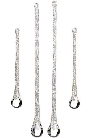 Набор ёлочных украшений СОСУЛЬКИ ДЕЖЕЛЬ, стекло, серебряные, 15-25 см, 4 шт., Goodwill