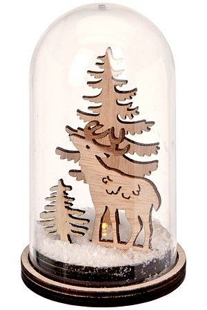 Светящаяся новогодняя композиция ЛЕСНАЯ ТАЙНА: ОЛЕНЬ (идёт влево), стекло, дерево, 11 см, Koopman International