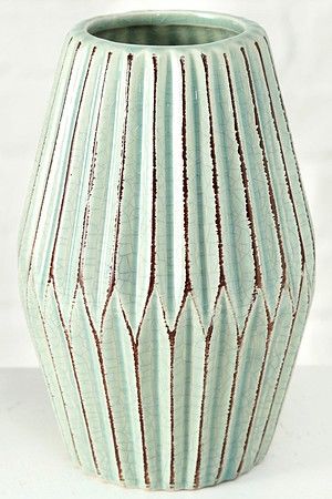 Фарфоровая ваза ЛОГОРАМЕНТО с рифлением, светло-зеленая, 21 см, Boltze