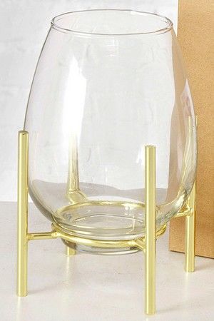 Стеклянная ваза на подставке КРОНЭ, стекло, металл, 21х15 см, Boltze