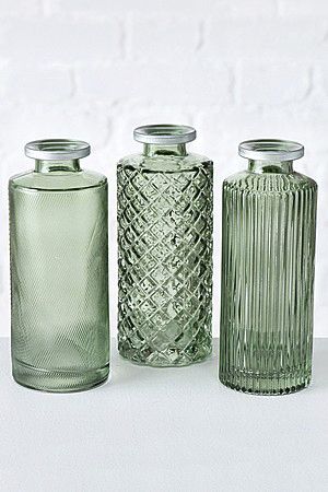 Набор ваз-бутылок ФОДЕРАТО, стекло, зеленый, 13 см, 3 шт., Boltze