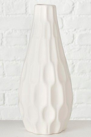 Керамическая ваза МИНЕРАЛЕ большая, белая, 24 см, Boltze