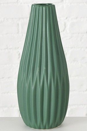 Керамическая ваза МИНЕРАЛЕ большая, зеленая, 24 см, Boltze