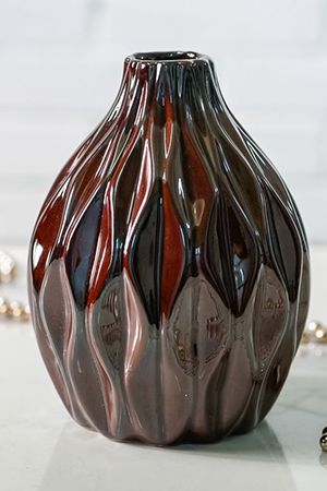 Фарфоровая ваза ВОСТОЧНЫЕ МОТИВЫ крупные волны, темно-коричневая, 15 см, Boltze