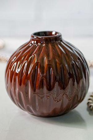 Фарфоровая ваза ВОСТОЧНЫЕ МОТИВЫ округлая, темно-коричневая, 10 см, Boltze