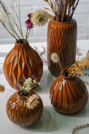 Набор фарфоровых ваз ВОСТОЧНЫЕ МОТИВЫ, светло-коричневые, 10-19 см, 4 шт., Boltze