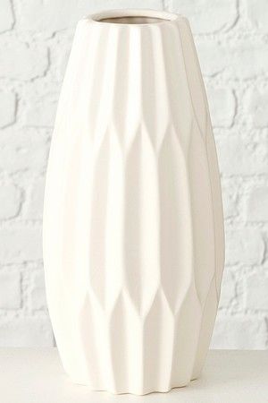 Керамическая ваза ФАРИНА зауженная, белая, 26 см, Boltze