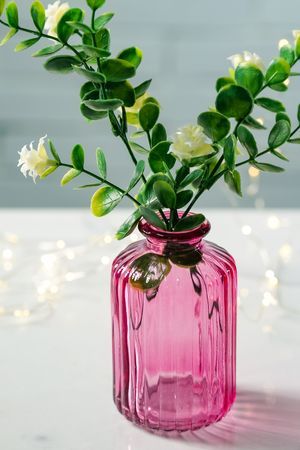 Стеклянная ваза-бутылка ЧАЙНАЯ РОЗА, светло-розовая, 10 см, Boltze