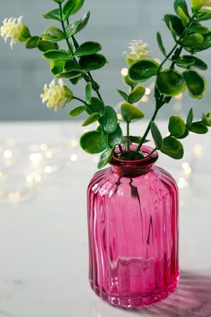 Стеклянная ваза-бутылка ЧАЙНАЯ РОЗА, розовая, 10 см, Boltze