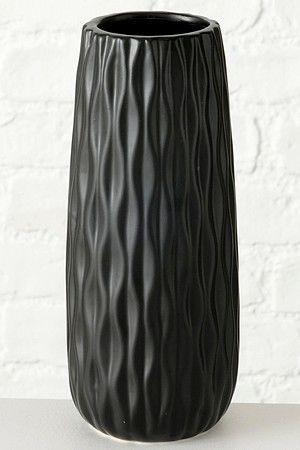 Керамическая ваза КАТРАМЕ мелкие волны, черная, 25 см, Boltze