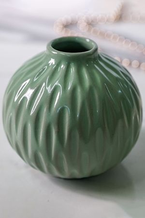 Фарфоровая ваза ВОСТОЧНЫЕ МОТИВЫ округлая, светло-зеленая, 10 см, Boltze