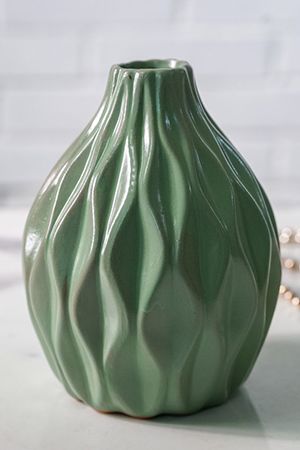 Фарфоровая ваза ВОСТОЧНЫЕ МОТИВЫ крупные волны, светло-зеленая, 15 см, Boltze