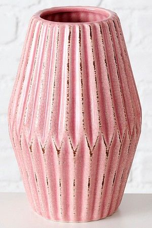 Фарфоровая ваза ЛОГОРАМЕНТО с рифлением, светло-розовая, 21 см, Boltze