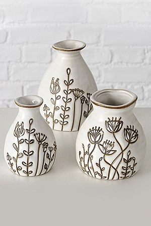 Набор декоративных ваз КУПФА, керамика, 8-11 см, 3 шт., Boltze