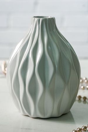 Фарфоровая ваза ВОСТОЧНЫЕ МОТИВЫ крупные волны, белая, 16 см, Boltze