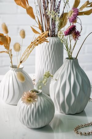 Набор фарфоровых ваз ВОСТОЧНЫЕ МОТИВЫ, белые, 10-20 см, 4 шт., Boltze