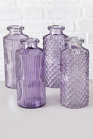 Набор декоративных ваз-бутылок ФОДЕРАТО, светло-фиолетовый, 14 см, 4 шт., Boltze