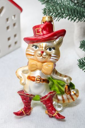 Ёлочная игрушка КОТ В САПОГАХ, стекло, 14 см, Winter Deco