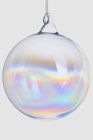 Набор стеклянных ёлочных шаров ВЕРА ПЕРЛА, прозрачный радужный, 10 см (упаковка - 4 шт.), EDG